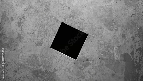 Square Hole in a Concrete Wall Showing Darkness Inside