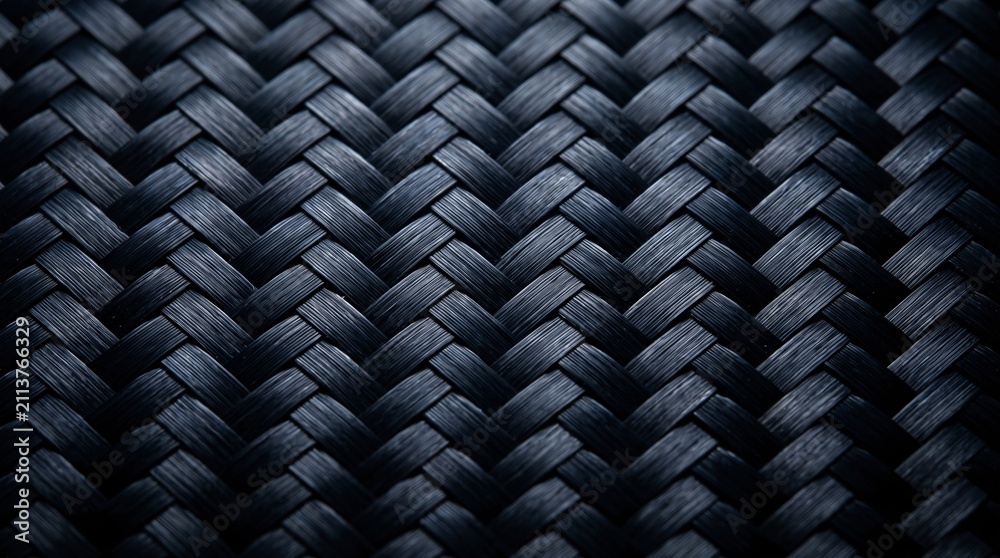Naklejka premium Woven Black Carbon Fiber Texture Pattern Background for Elegant Modern Product Design Presentations