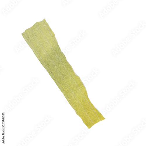 Картината върху платно Creased and crumpled yellow masking tape strip on white background