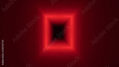 Vivid Red Square Shapes Appear in a Dark Space
