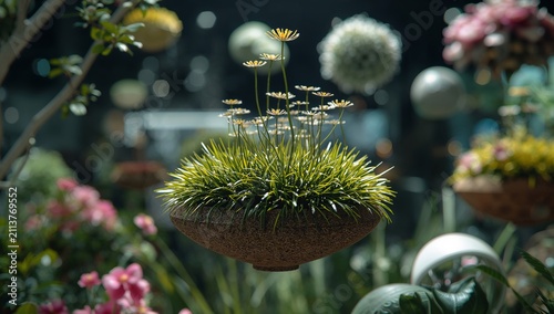 Hanging Garden Display With Flowers and Greenery in Urban Space