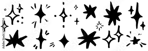 Canvastavla Crayon and chalk star doodles drawn by hand across soft paper