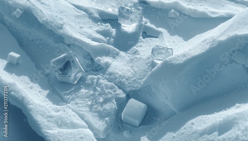 Ice Cubes on a Snowy Surface During Winter
