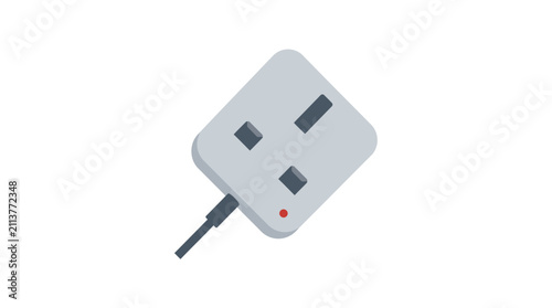 UK electrical plug adapter with indicator light on white background