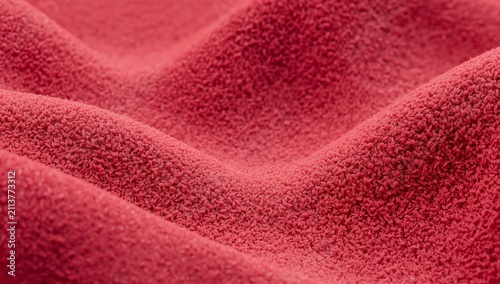 Close up of Red Fabric Showing Texture and Folds in a Soft Surface