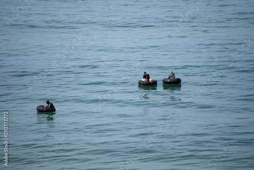Men fishing in Atlantic ocean in Morocco