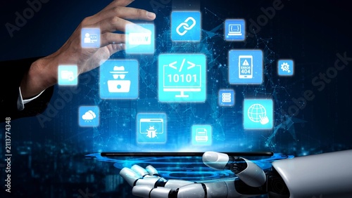 Foto Software development with coding overlays, programming languages, developer tools, mobile app creation, and advanced programming for digital product development and software solutions