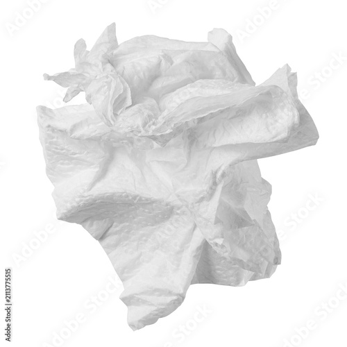 crumpled Paper Napkin isolated, full depth of field