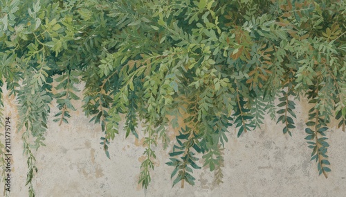 Leaves Hang Down From a Wall Creating a Natural Look in a Plant-Filled Space