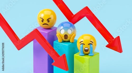 Economic decline background featuring a creative 3D emoji design