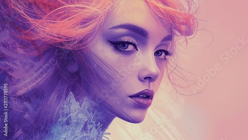 Artistic Portrait of a Woman With Colorful Hair