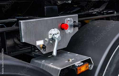 Принти на полотні Semi truck trailer brake control valve panel block