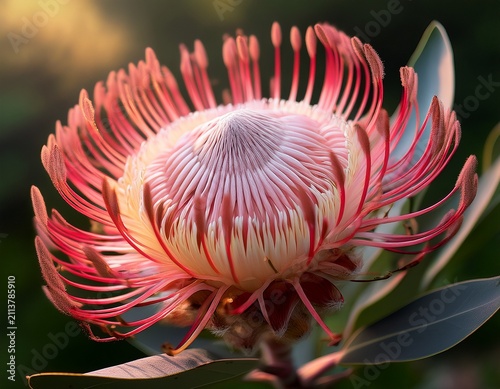 protea flower close up natural floral banner background sharp details