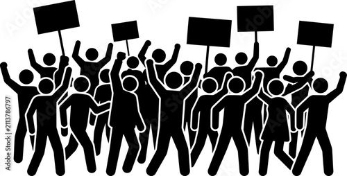 Tableau sur toile Crowd of people protesting with signs