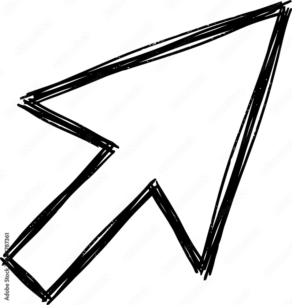 Fototapeta premium Hand drawn sketch style mouse cursor arrow pointer icon isolated on white background