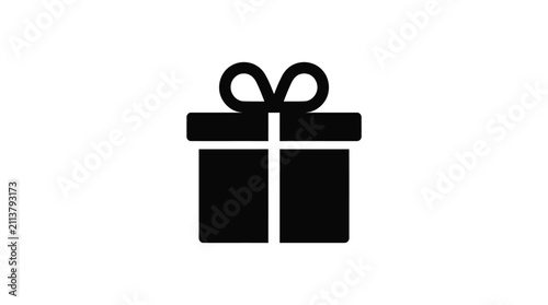 Black gift box vector illustration featuring a simple tied ribbon for elegant holiday graphic designs