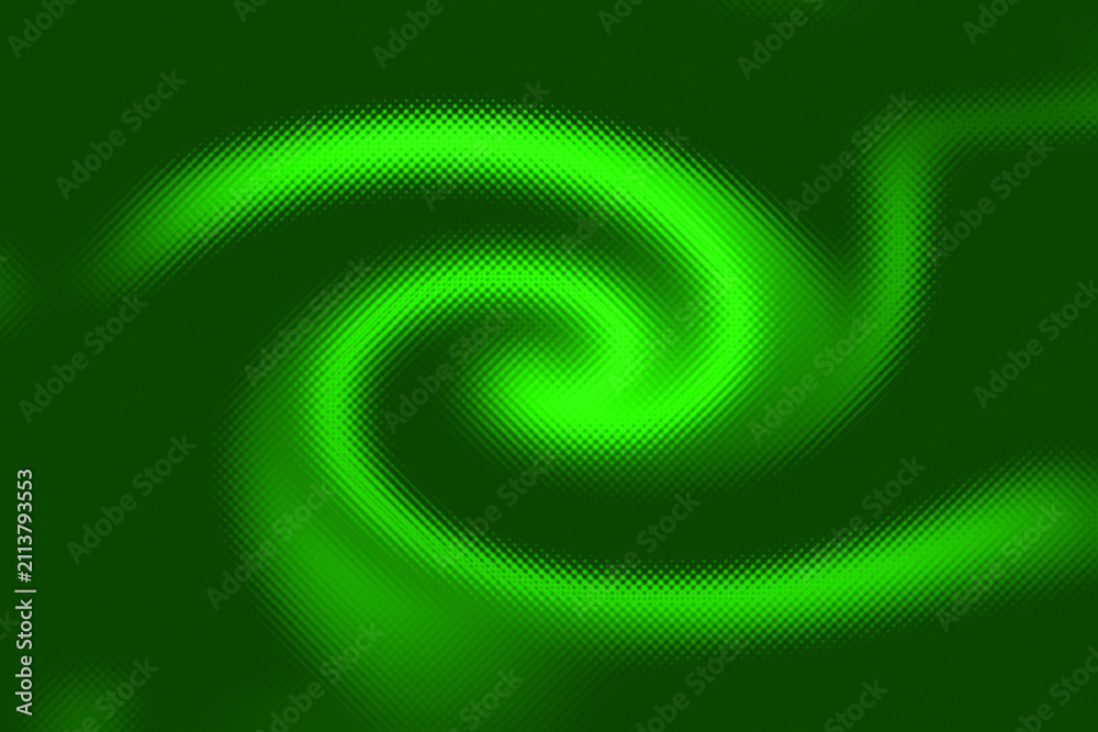 Naklejka premium Vibrant green swirling vortex with dotted glass texture effect creating dynamic motion pattern for digital projects.