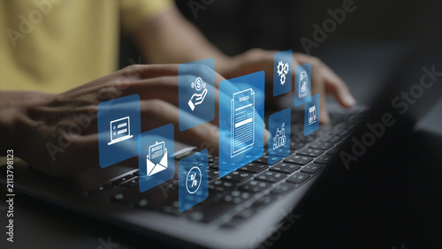Obraz na plátně Online digital e invoice statement concept