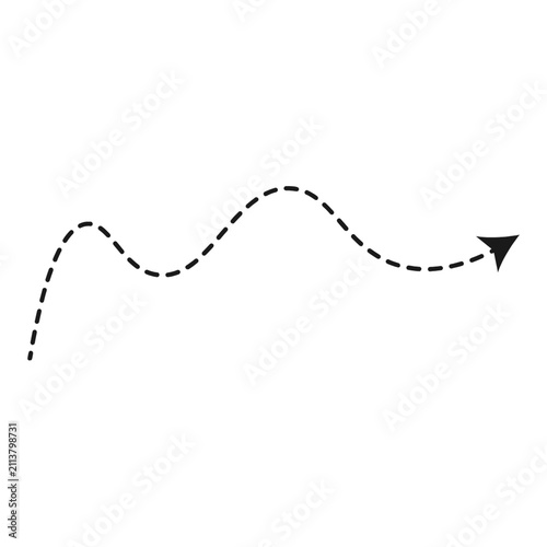 Photography minimalist black dashed wavy arrow line icon pointing up on white background
