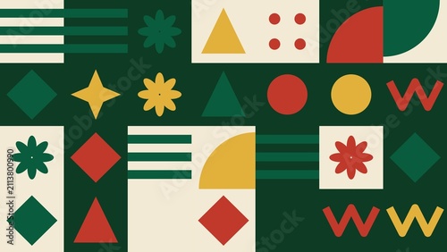 Classic Christmas Pattern Background with Traditional Festive Ornaments and Knit Texture