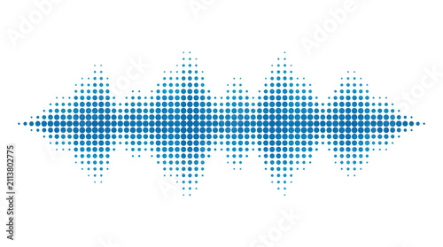 Abstract blue sound wave pattern isolated on transparent background