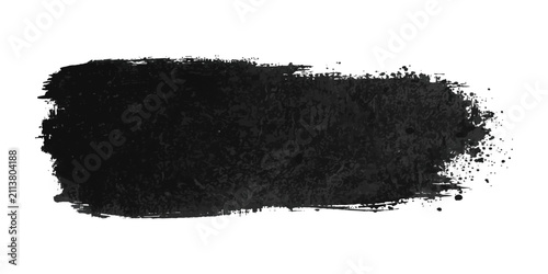 Cuadro en lienzo Abstract Black and White Grunge Paint Brush Stroke Frame Border Set with Ink Splatter Texture Vector Illustration Background