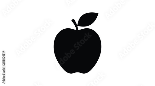 Foto Apple Silhouette On White Background Minimalist Fruit Shape