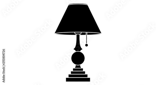 Fotografía A simple black silhouette of a classic table lamp with a lampshade isolated on a
