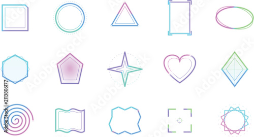 Canvastavla Geometric shapes bundle with glitch chromatic aberration effect for creative des