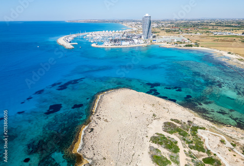 Cyprus, Makronissos pensinsula and Ayia Napa marina in the background