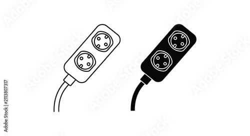 Foto Two din connectors with cables black and white silhouette connector