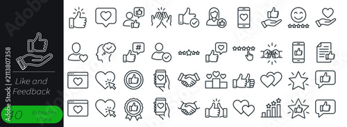 Foto Like and feedback set of web icons in line style
