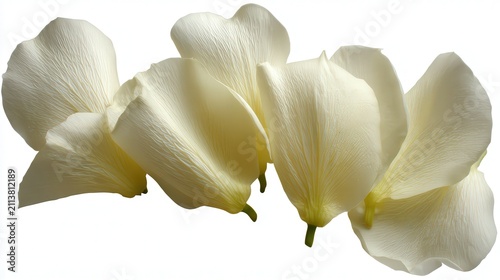 Delicate white flower petals arranged gracefully, ideal for beauty, nature, or floral-themed projects, Useful in branding, graphic design, or as backgrounds for invitations and cards,