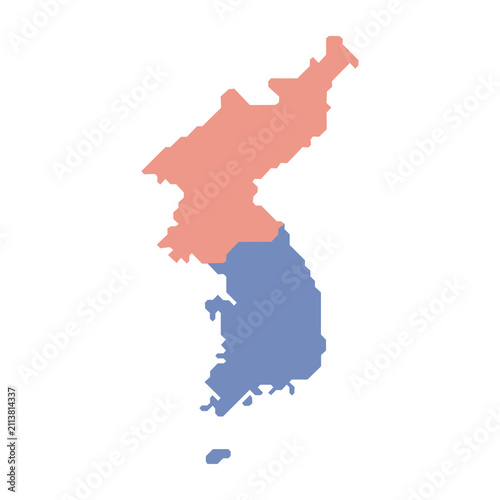 North (DPRK) and South (ROK) Korea schematic map on white background. Vector illustration