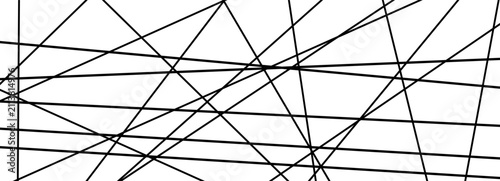 Geometric chaotic chaos with straight lines pattern and abstract stripe irregular. Messy random texture with line graphic grid and black diagonal design. Interior unusual geometric with vector.