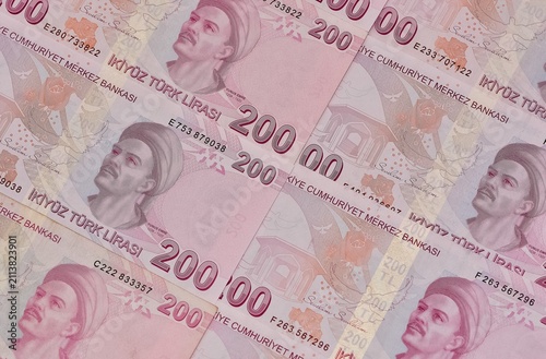Images of banknotes from various countries. Photos of Turkish Lira.