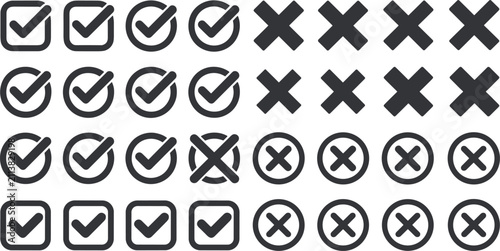 Konstfotografi Collection of Check Mark and Cross Icons in Various Styles