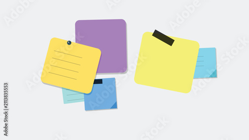 Canvas Print Colorful sticky notes with blank lines for writing on desk