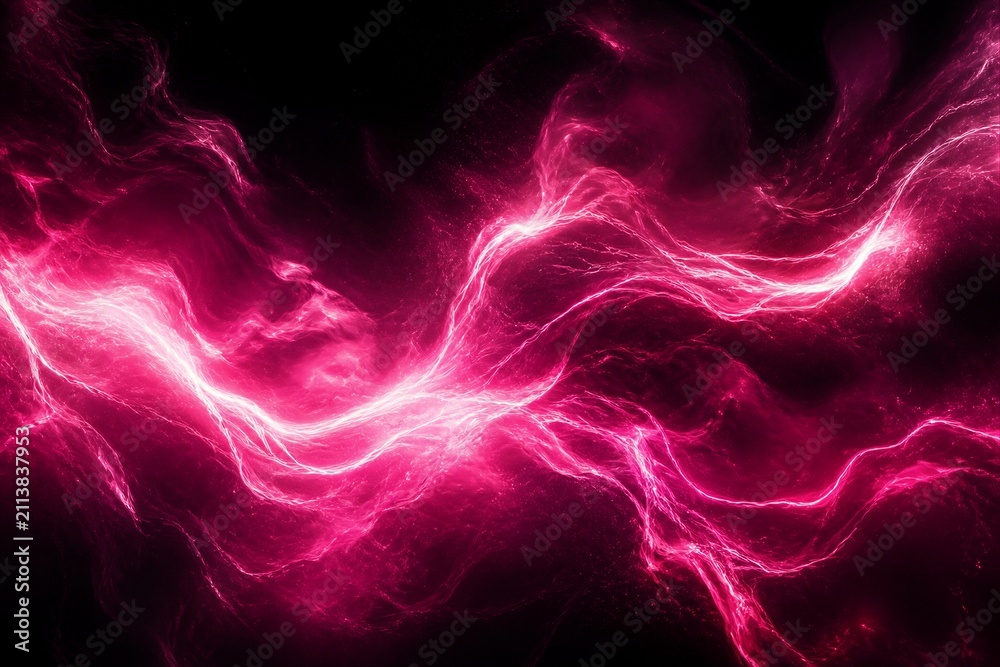 Fototapeta premium Abstract pink energy waves flowing across dark background