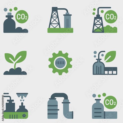 Obraz na plátne Carbon Capture Technology Line Icon Set