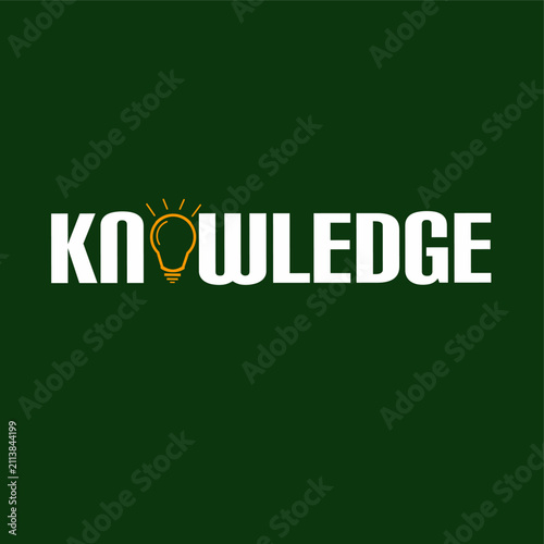noneMinimalist typography featuring the word “Knowledge” and a lightbulb icon on a dark green background. Represents education, learning, and ideas.
