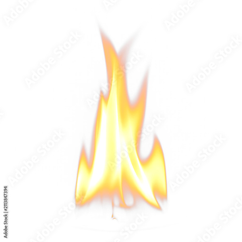 Realistic fire flame with glowing translucent edges, isolated transparent PNG fire effect element
