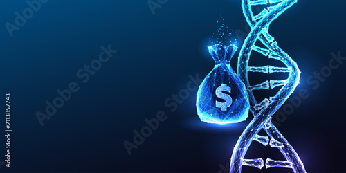 Quadro su tela DNA Double Helix Biotech Investment Venture Capital Pharma Funding Glowing Blue