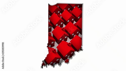 Indiana IN State Homes Houses Construction New Neighborhoods Suburbs 3d Animation