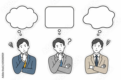 Canvastavla Worried Businessman with Callout Simple Vector Illustration Set