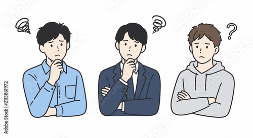 фотографія Worried Young Man Holding His Head Vector Illustration