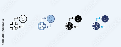 Bild auf Leinwand Money Time Multiple Icon Illustration Vector