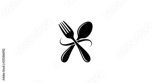 Photography Minimalist Crossed Fork and Spoon Icon for Restaurant Branding