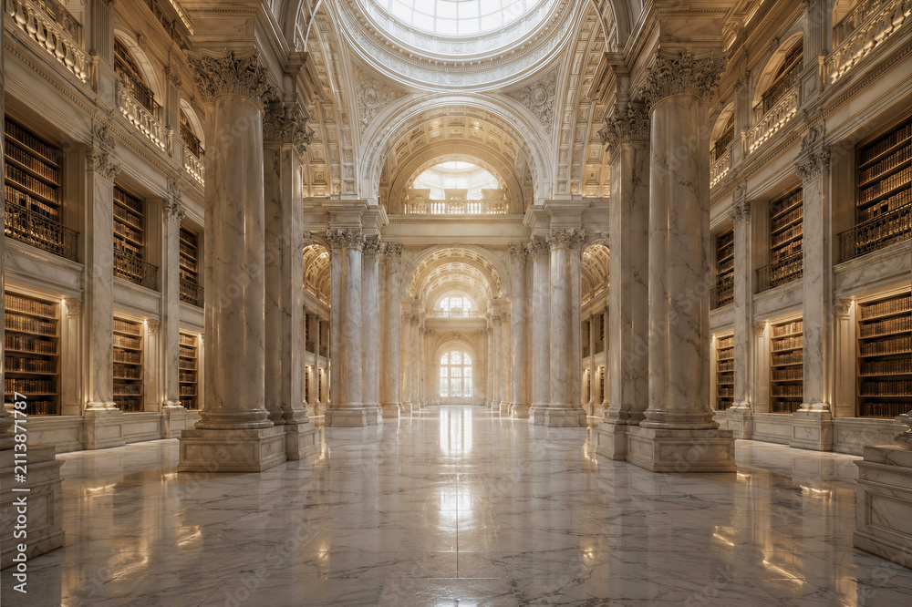 Fototapeta premium Ancient Marble Library Hall