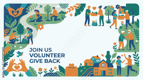 Join us volunteer and community service poster background